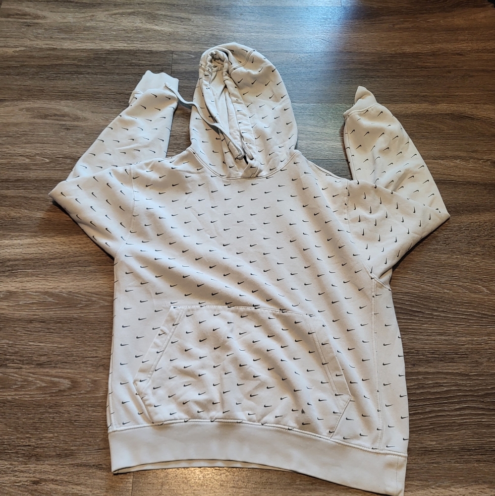 Nike  White Hoodie with Black Pattern